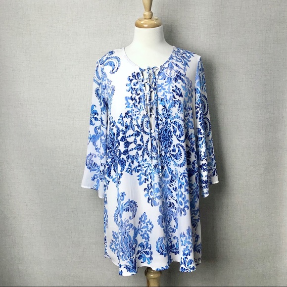 Show Me Your Mumu Lulu Tunic in Ryan Secrest Blue Paisley Print - Picture 5 of 13